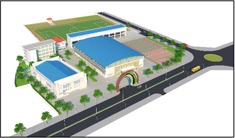 Detailed construction planning at 1/500 scale for the La Gi Town Sports Center.