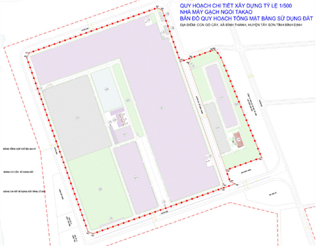Quy hoạch chi tiết xây dựng tỷ lệ 1/500 Nhà máy gạch, ngói Takao tại Cụm công nghiệp Gò Cầy, xã Bình Thành, huyện Tây Sơn