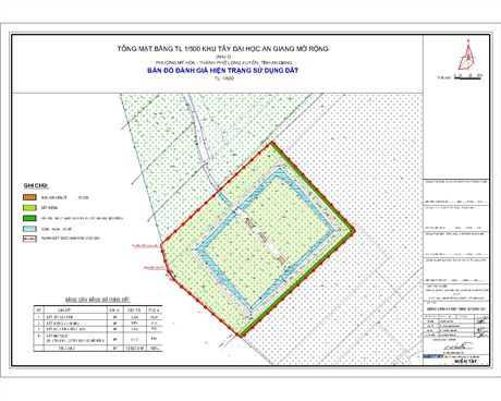 Tổng mặt bằng tỷ lệ 1/500 Khu dân cư Tây Đại học An Giang mở rộng (khu 2), phường Mỹ Hòa, thành phố Long Xuyên, tỉnh An Giang