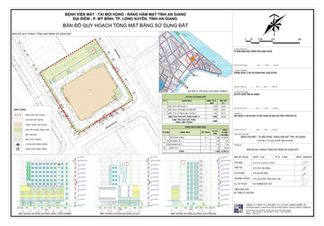 Tổng mặt bằng tỷ lệ 1/500  Bệnh viện Mắt – Tai Mũi Họng – Răng Hàm Mặt,  phường Mỹ Bình, thành phố Long Xuyên, tỉnh An Giang