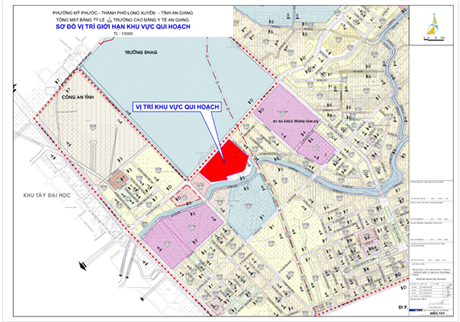 Tổng mặt bằng tỷ lệ 1/500 Trường Cao đẳng Y tế  An Giang, phường Mỹ Phước, thành phố Long Xuyên, tỉnh An Giang